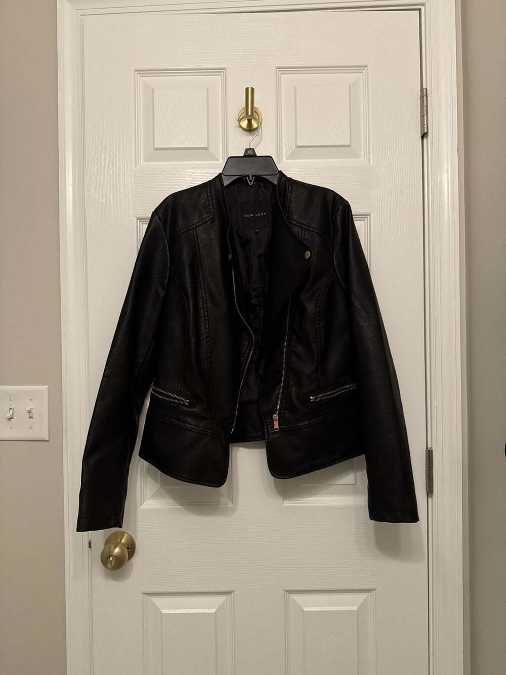 New Look Women's Size 12 Faux Leather Zip-Up Moto Jacket